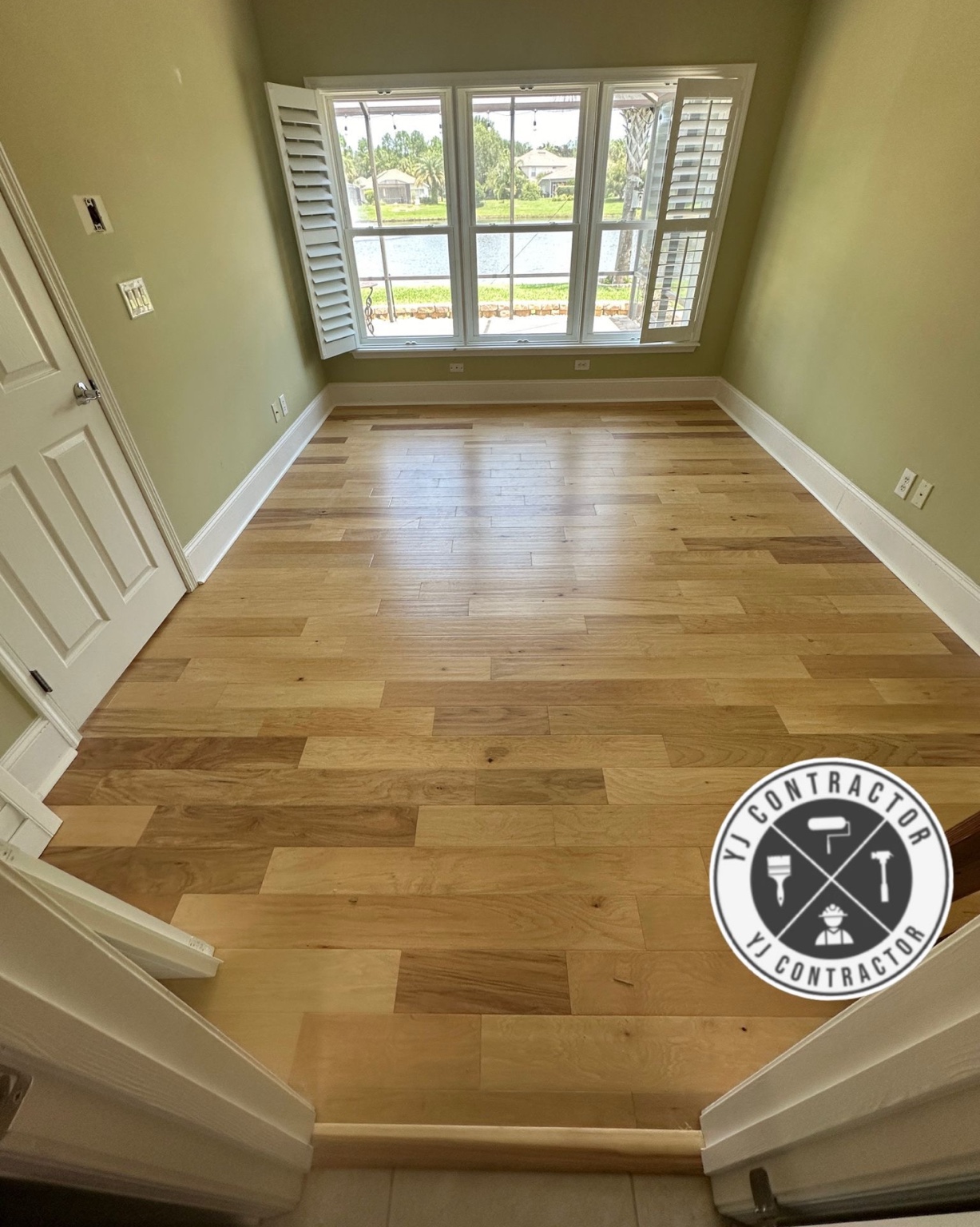 New wood-look flooring in a bedroom