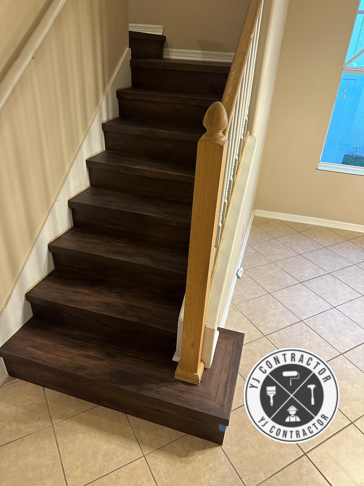 Wood-look flooring on a staircase