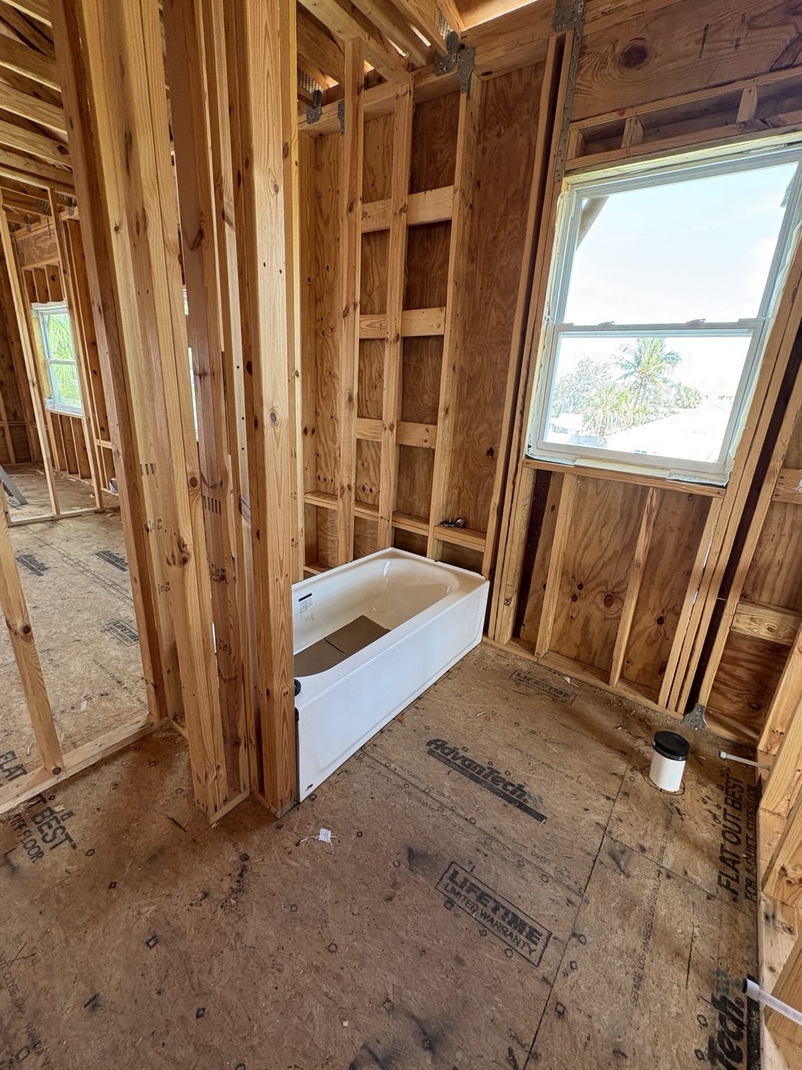 Wood framing and opening in a room
