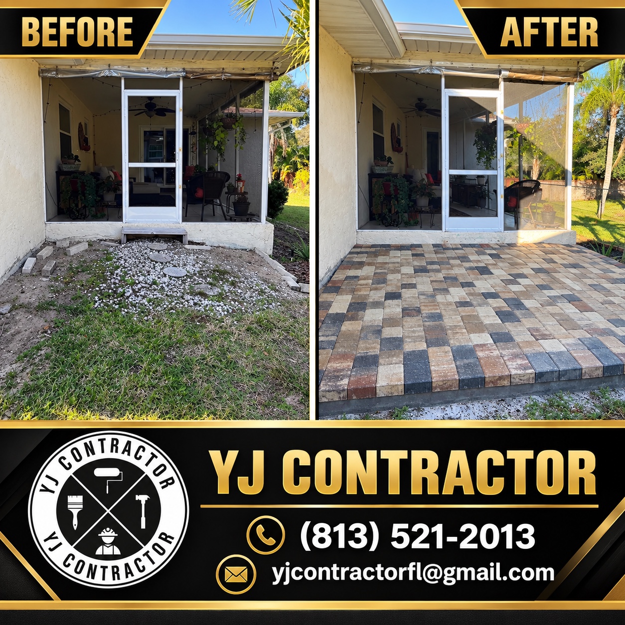 Paver patio before and after